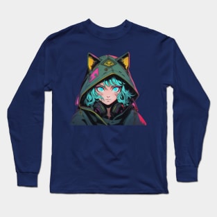 Cyberpunk Cat Girl Long Sleeve T-Shirt